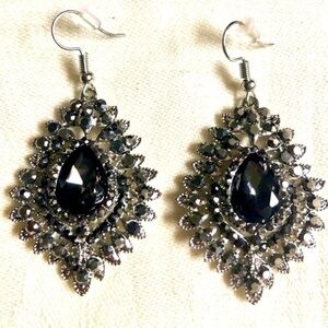 Paparazzi Silver Tone Hematite Rhinestone Mediterranean Earrings